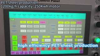 PET-productie van 1200 kg/u, motor van 250 kWh
