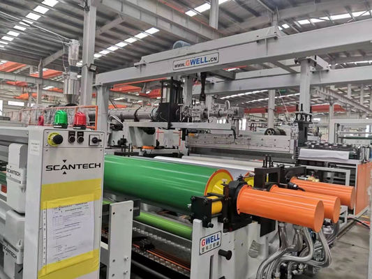 kopen TPU-gegote film-extrusielijn met een capaciteit van 250 kg/uur, een breedte van 1000-2000 mm en een enkel schroefontwerp voor een stabiele stofontwikkeling online manufacture