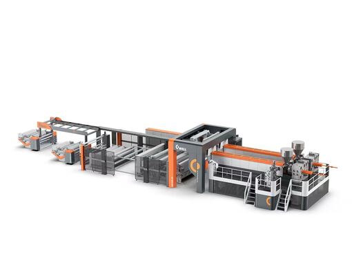 kopen 2600 mm brede EVA zonnefolie-extrusielijn met een output van 300-700 kg/u en een maximale lijnsnelheid van 16 m/s voor de inkapseling van zonnepanelen online manufacture